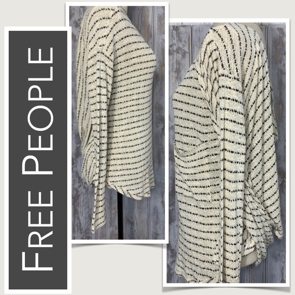 Free People Open-Back Sweater NWOT White with Black Stripes - Picture 6 of 8
